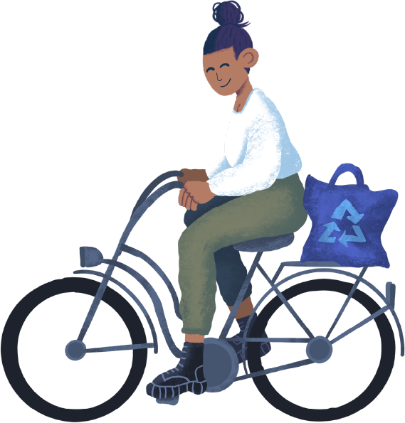 A drawing of a girl on a bike